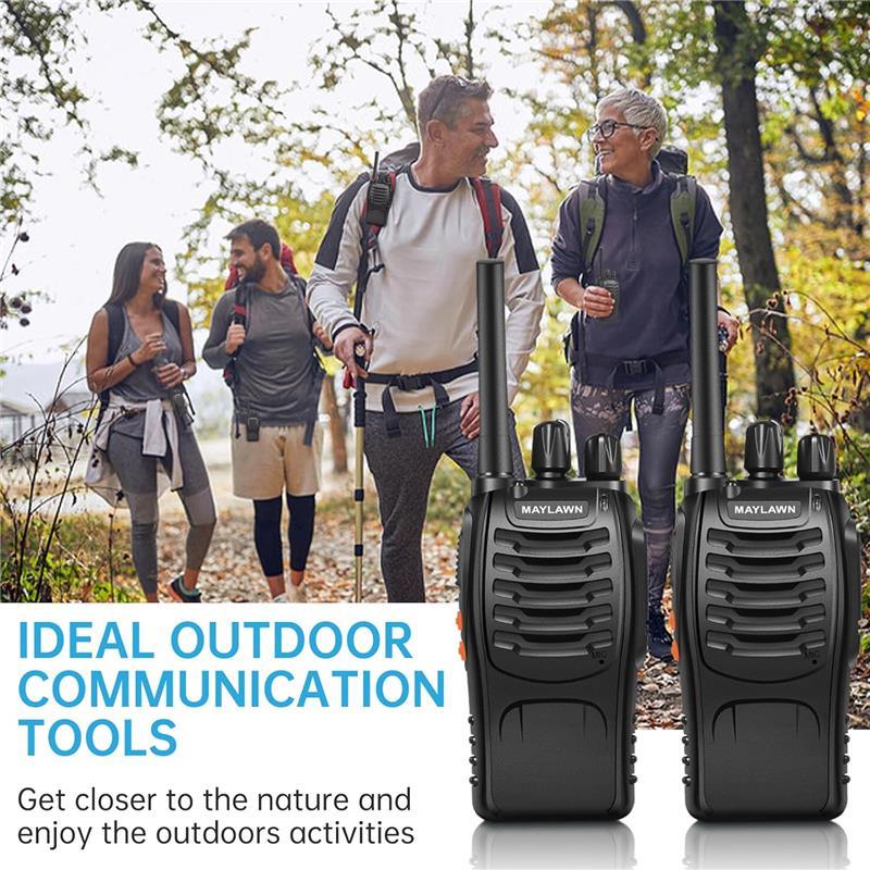 Walkie Talkies Long Range Rechargeable - 2 Pack, 16CH 2-Way Radio with LED Light & Earpieces, VOX Hands-Free, Range up to 4KM - Communication, Audio - Dicrodelights