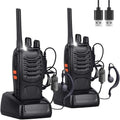 Walkie Talkies Long Range Rechargeable - 2 Pack Two-Way Radios with 16 Channels, LED Light & Earpieces for Adults & Kids - Charging, Audio - Dicrodelights