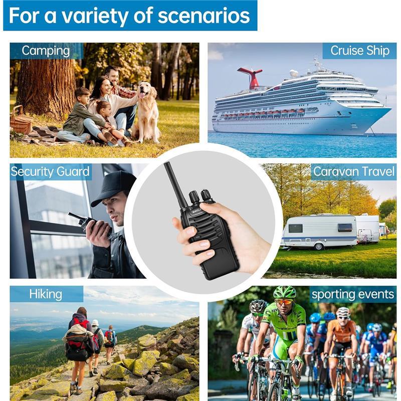 Walkie Talkies Long Range Rechargeable - 2 Pack, 16CH 2-Way Radio with LED Light & Earpieces, VOX Hands-Free, Range up to 4KM - Communication, Audio - Dicrodelights