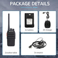 RT24 Walkie Talkies - Long-Range, License-Free PMR446 Two-Way Radios with USB Charging & Earpieces (1 Pair, Black) - Audio, Communication Set - Dicrodelights