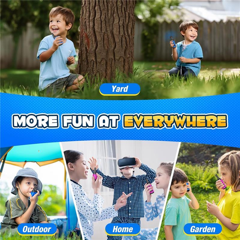Walkie Talkies for Kids, Long Range Toys for Boys & Girls Ages 3-10, Pink & Blue, Fun Outdoor Adventure Communication, Three Channels, Durable Design Audio - Dicrodelights