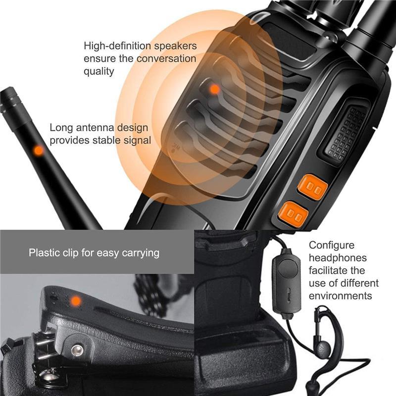 Walkie Talkies Long Range Rechargeable - 2 Pack Two-Way Radios with 16 Channels, LED Light & Earpieces for Adults & Kids - Charging, Audio - Dicrodelights