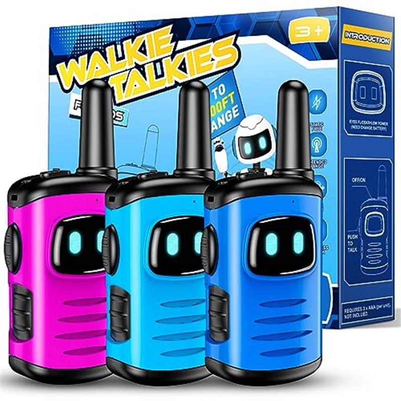 Walkie Talkies for Kids, Long Range Toys for Boys & Girls Ages 3-10, Pink & Blue, Fun Outdoor Adventure Communication, Three Channels, Durable Design Audio - Dicrodelights