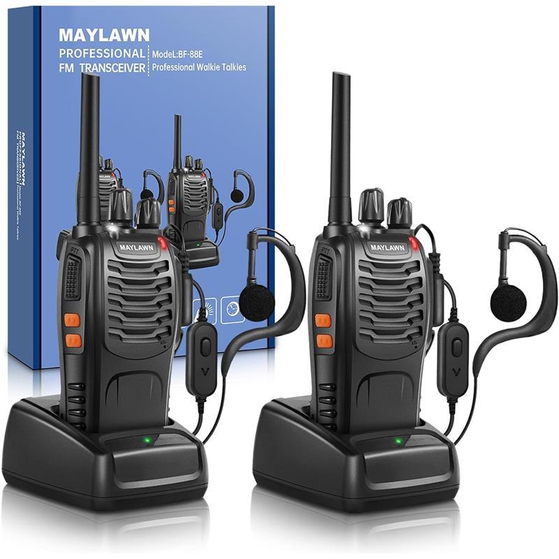 Walkie Talkies Long Range Rechargeable - 2 Pack, 16CH 2-Way Radio with LED Light & Earpieces, VOX Hands-Free, Range up to 4KM - Communication, Audio - Dicrodelights