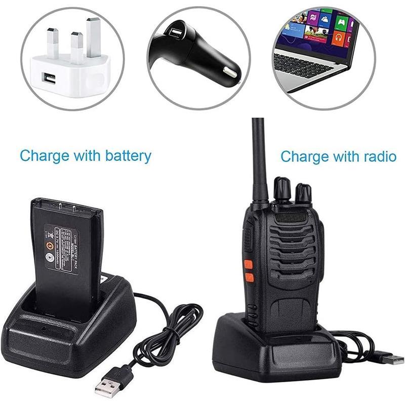 Walkie Talkies Long Range Rechargeable - 2 Pack Two-Way Radios with 16 Channels, LED Light & Earpieces for Adults & Kids - Charging, Audio - Dicrodelights