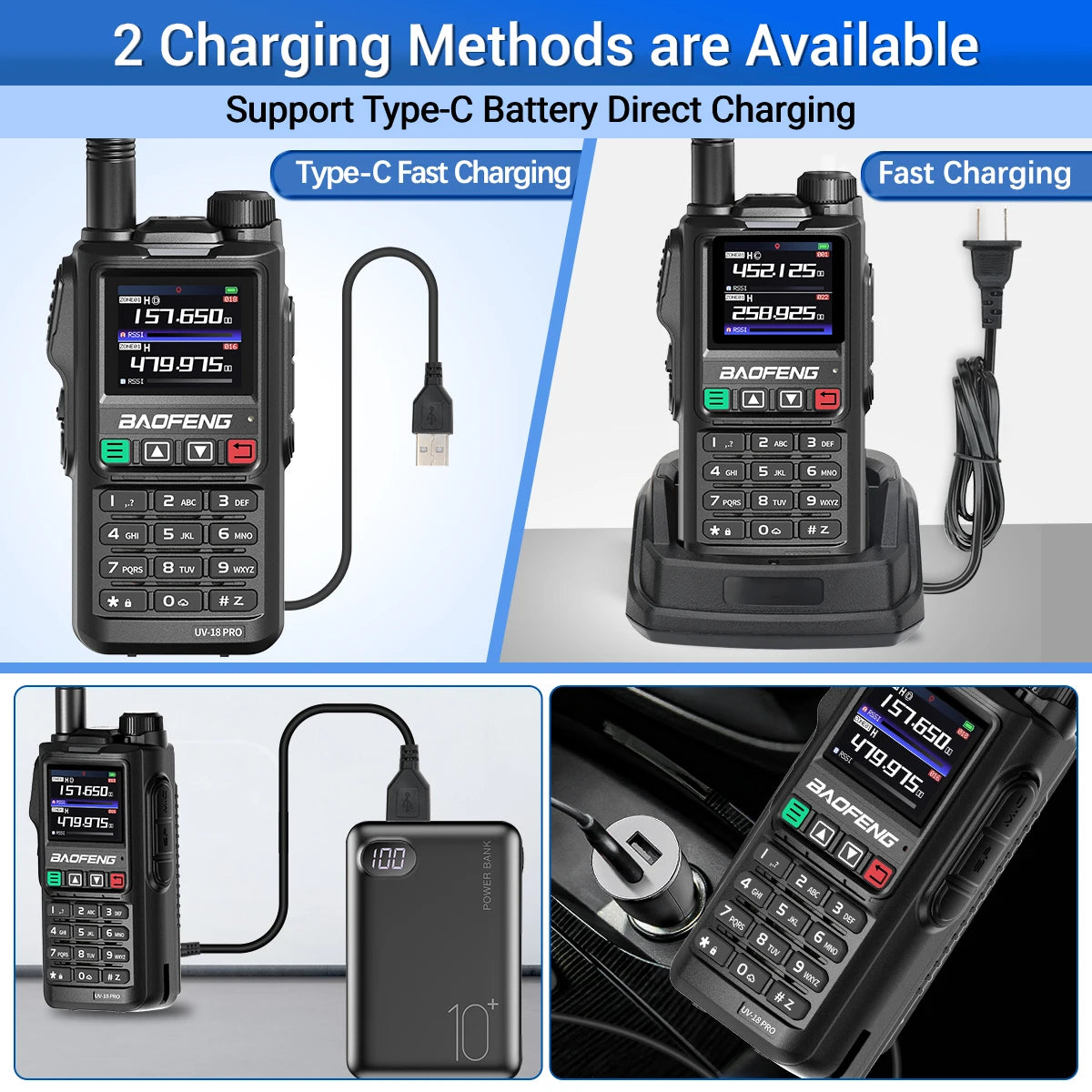 Baofeng UV18 PRO MAX GPS Walkie Talkie, 10W, Long Range, Type-C, Six-Band, Wireless Frequency, Ham Radio for Hunting - Dicrodelights