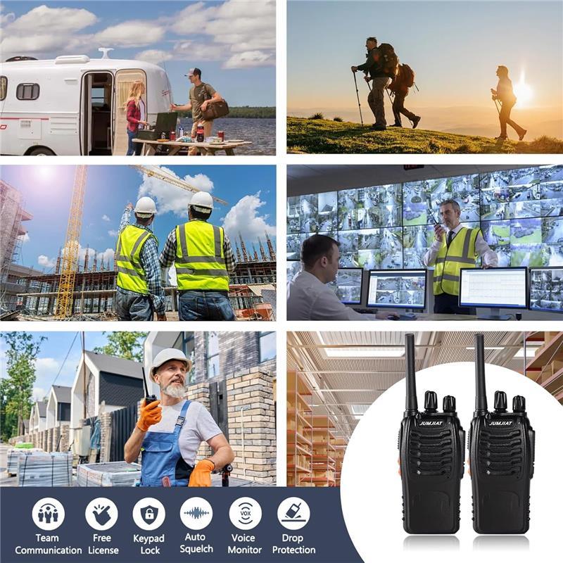 Long-Range Walkie Talkies for Adults - 16-Channel Rechargeable 2-Way Radios with Earpieces, Flashlight & USB Charger (2 Pack) - Audio, Communication Security - Dicrodelights