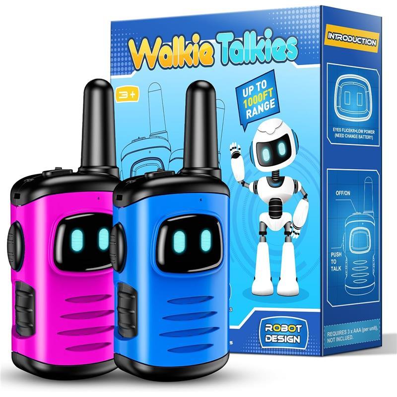 Walkie Talkies for Kids, Long Range Toys for Boys & Girls Ages 3-10, Pink & Blue, Fun Outdoor Adventure Communication, Three Channels, Durable Design Audio - Dicrodelights