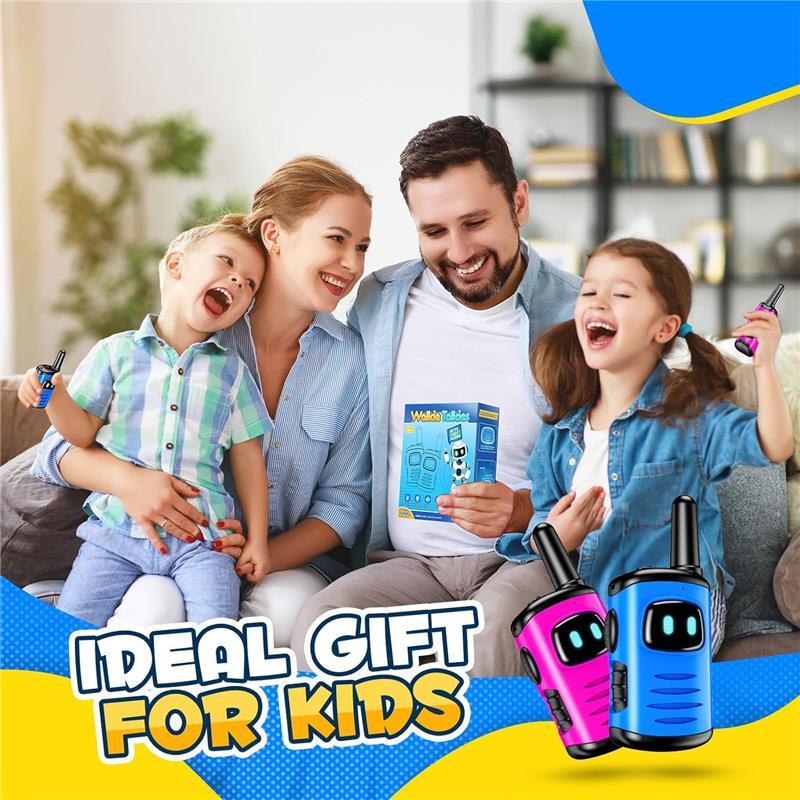 Walkie Talkies for Kids, Long Range Toys for Boys & Girls Ages 3-10, Pink & Blue, Fun Outdoor Adventure Communication, Three Channels, Durable Design Audio - Dicrodelights