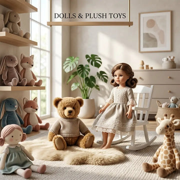 Soft plush stuffed animals and dolls for imaginative play