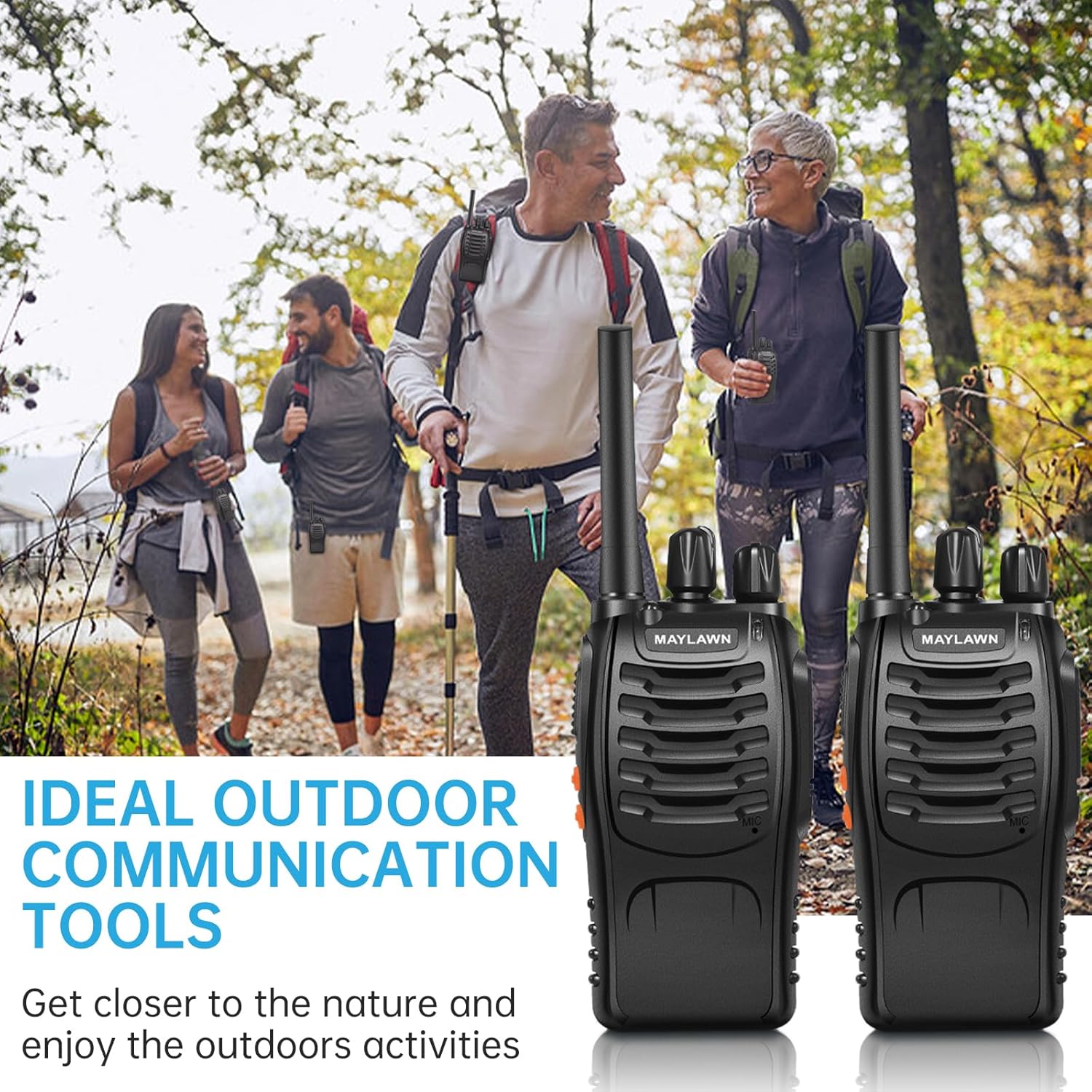Walkie Talkies Pack of 4, Long Range 16CH Walkie Talkies with LED Light Earpieces and Rechargeable Batteries - Birthday, Audio Set - Dicrodelights