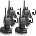 Walkie Talkies Pack of 4, Long Range 16CH Walkie Talkies with LED Light Earpieces and Rechargeable Batteries - Birthday, Audio Set - Dicrodelights