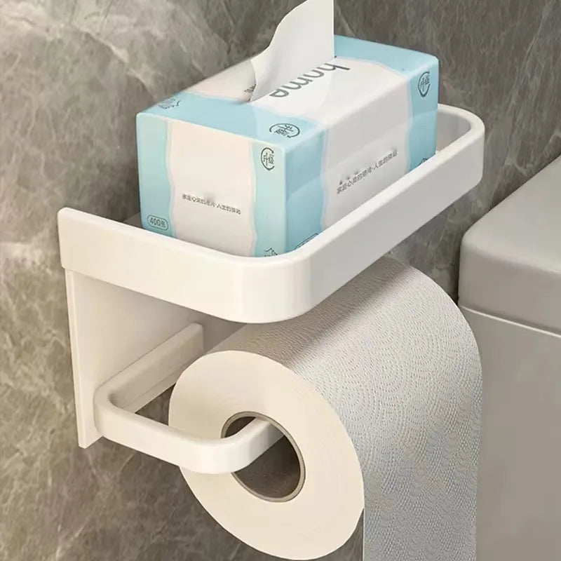 Aluminium Wall Mounted Toilet Roll Holder and Shelf Options white