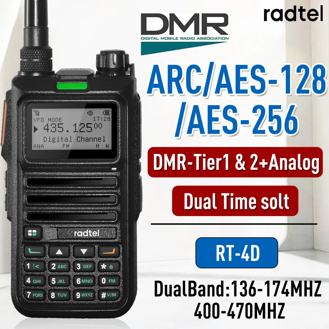 Radtel RT-4D DMR Radio Digital Walkie Talkie Dual Mode Analog Two Way Radio Dual Time Slot Ham Radio 1024 Channels - Dicrodelights