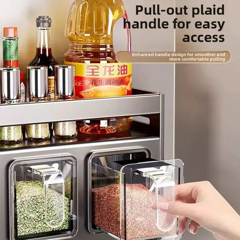 Metal No Drill Wall Mounted Spice Rack for Kitchen Storage