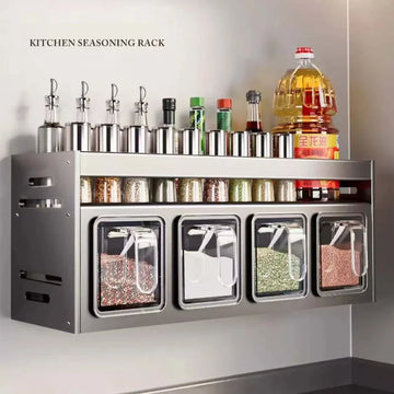 Metal No Drill Wall Mounted Spice Rack for Kitchen Storage