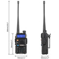 Black walkie-talkie with measurements on a white background