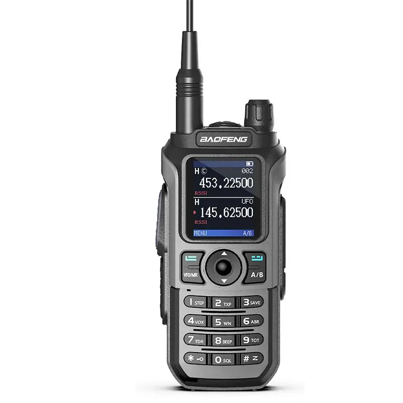 Baofeng walkie talkie on a white background