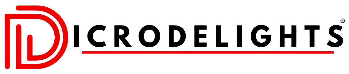 Logo of Dicrodelights with a red and black design on a white background