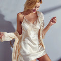 Kimono & Robe Nightgown Female 100% Silk Two-piece Set Sleepwear New Silk Pajamas Women Pyjamas Female Summer Sexy Nightdres Color 1