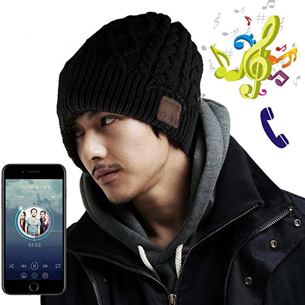 Hat with Built-in Wireless Headphones Headset Beanie Cap Winter Hat with Speaker Music Hat Gorro Thick Warm Bonnet Men's Women