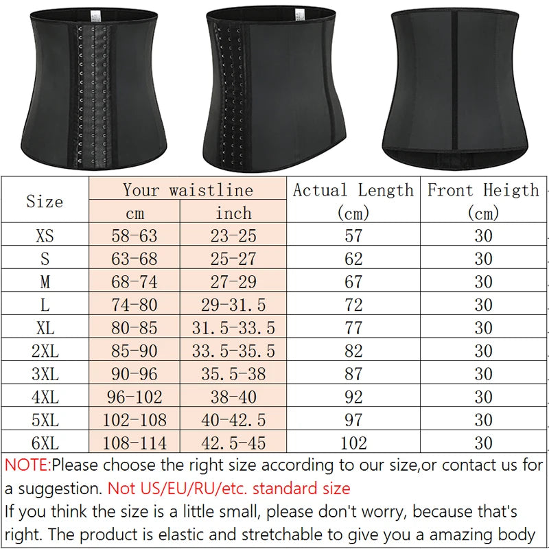 9-Steel-Bone Women's Underbust Latex Sport Girdle Waist Trainer Corsets Hourglass Body Shaper Long Torso Cincher Weight Loss