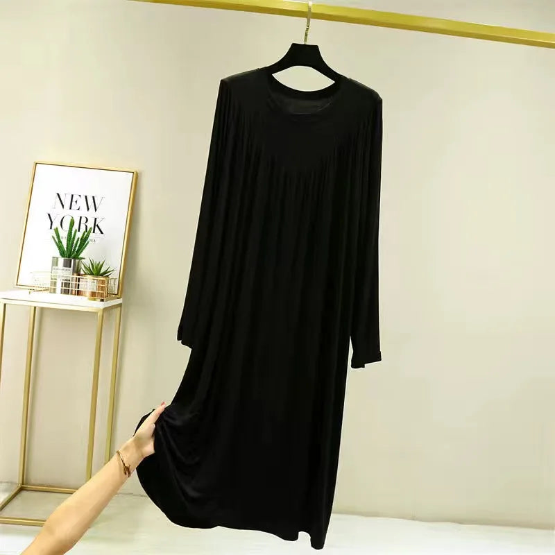 Casual Large Size Modal Cotton Nightgowns For Women Loose Long Sleeve Nightshirt Female Spring Autumn Winter Home Dresses