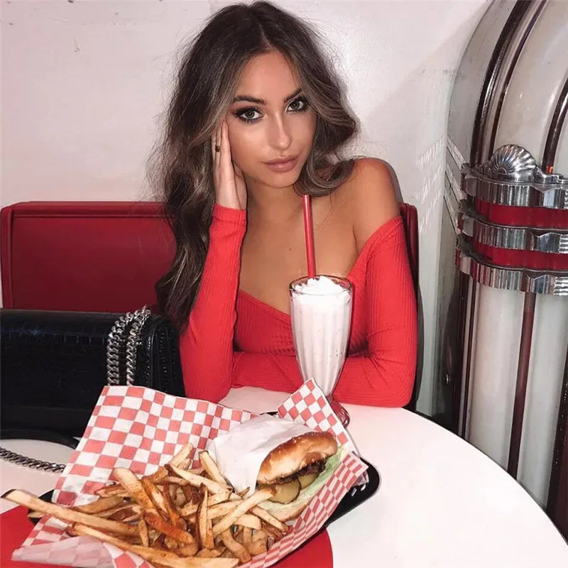 Off Shoulder Long Sleeve Top Women – Sexy Club Tee
