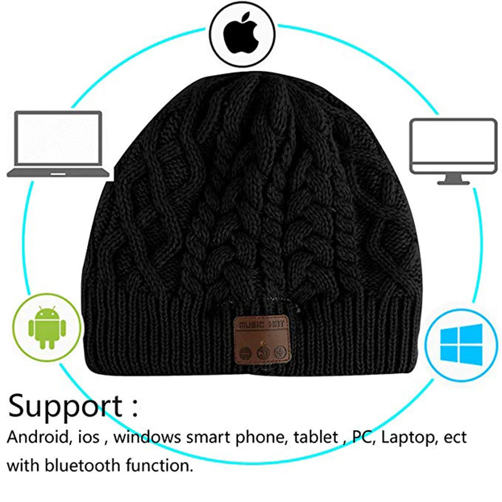 Hat with Built-in Wireless Headphones Headset Beanie Cap Winter Hat with Speaker Music Hat Gorro Thick Warm Bonnet Men's Women
