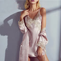 Kimono & Robe Nightgown Female 100% Silk Two-piece Set Sleepwear New Silk Pajamas Women Pyjamas Female Summer Sexy Nightdres Color 3