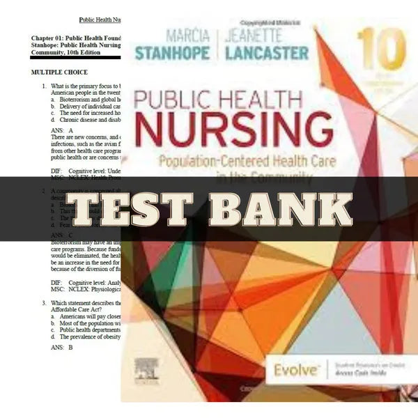 Public Health Nursing: Population-Centered Health Care in the Community 10th Edition by Stanhope & Lancaster | Test Bank