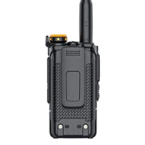 Black walkie talkie on a white background