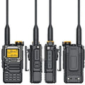 Quansheng UV‑K5(8) dual‑band ham radio front view showing keypad, LCD screen, antenna and USB‑C charging port.