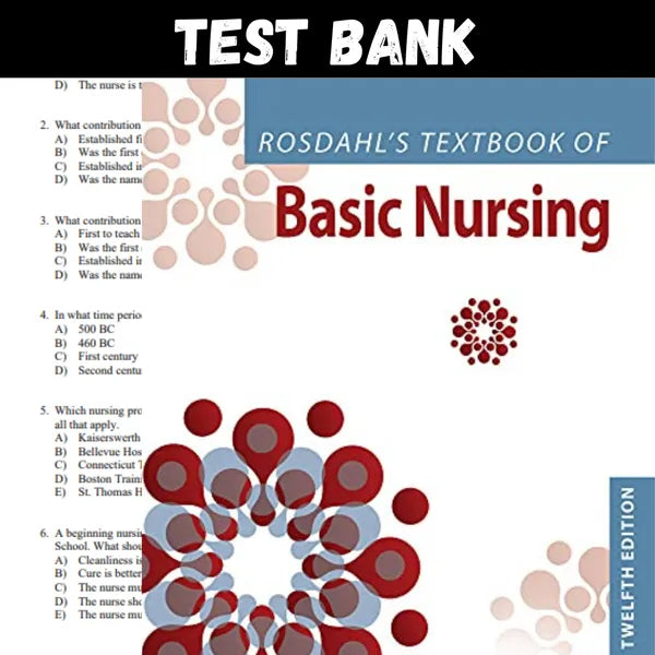 Rosdahl's Textbook of Basic Nursing 12th Edition by Rosdahl & Kowalski | Test Bank