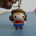 Crochet Knitted Super Hero Spider-Man Superman Captain America Keychains Small Pendant Hangings Christmas Birthday Gifts 11-7cm