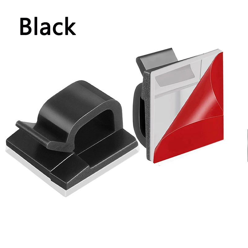 Self Adhesive Acrylic Cable Clips for Desk Lead Routing Black