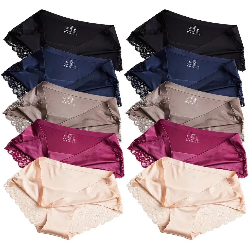 1/5/10Pcs Seamless Women Hollow Out Panties Set Underwear Comfort Lace Briefs Low Rise Female Sport Panty Soft Lady Lingerie mix-10pcs As shown