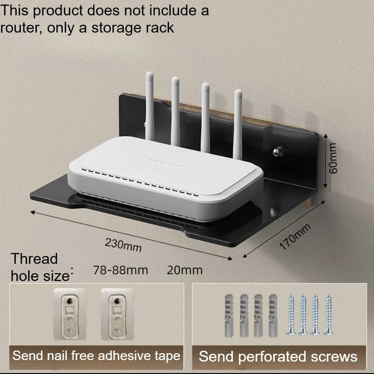 Carbon Steel Wall Mounted Shelf for Router, Projector and Camera