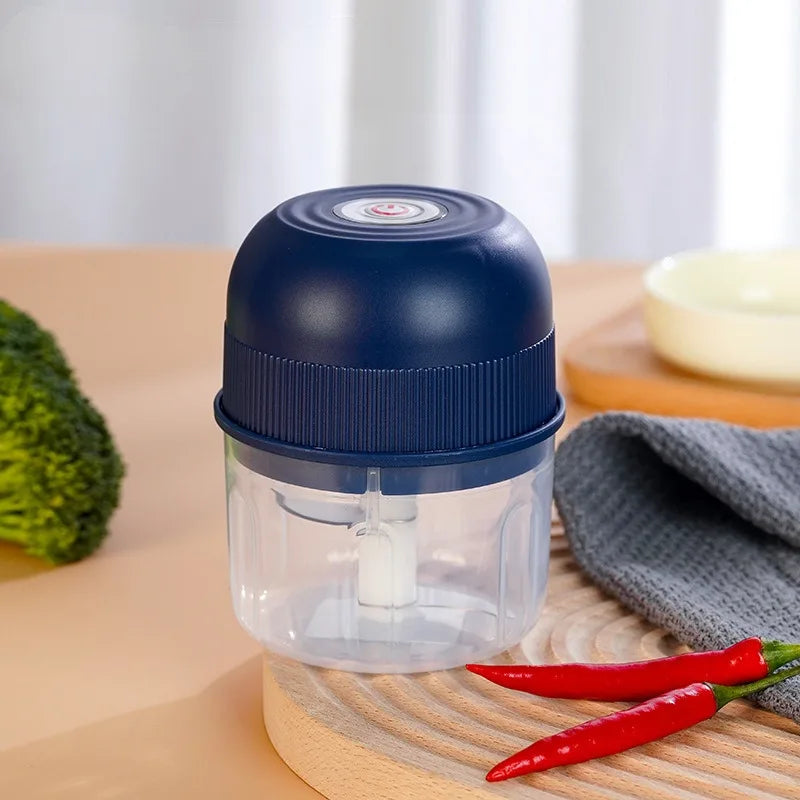 1 electric garlic grinder 260ml onion chopper 1 button start meat grinder kitchen food vegetable mixer Blue PP Cup 3 in 1