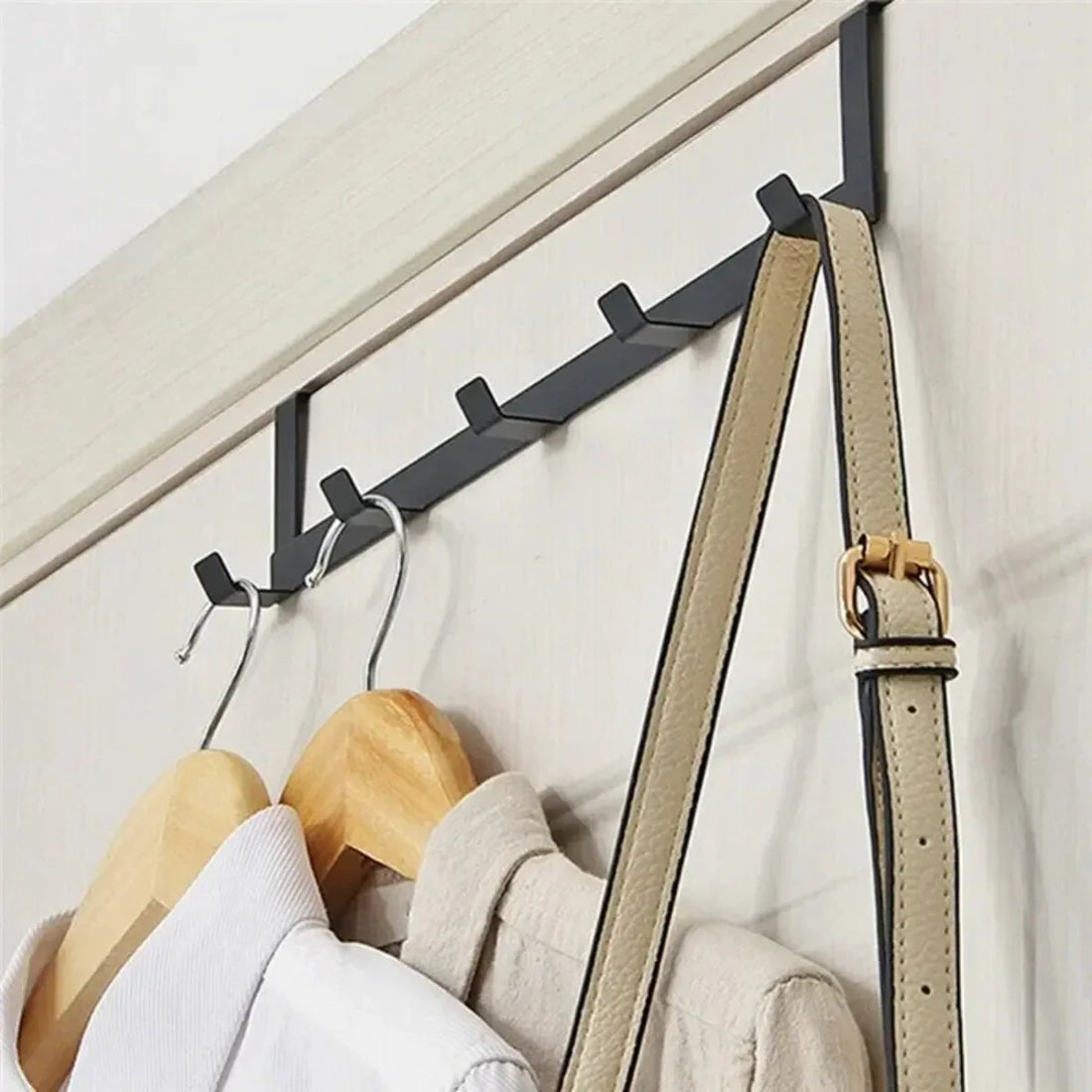Five Hook Iron Over Door Rack for Bedroom Clothes Storage