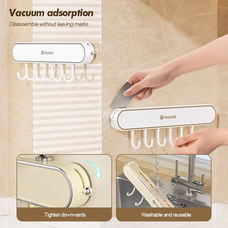 Kitchen Shelf Multifunctional Storage Rack Wall Mounted Non Perforated Suction Cup Household Storage