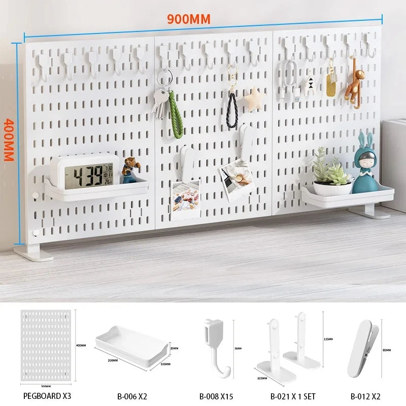 Neat Plastic Pegboard Desk Organizer with Multiple Accessories for Home Office, Craft Room and Garage Display WH Standing SET 3