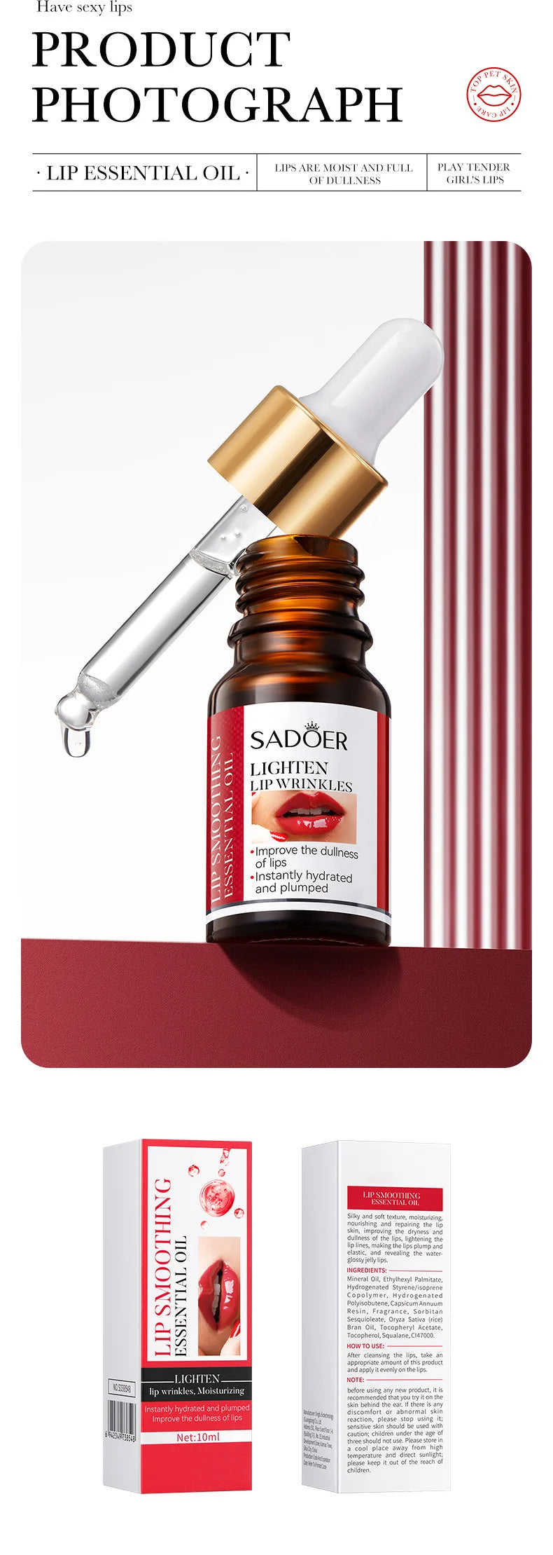 Lip Booster Plumping Serum Oil Hyaluronic Acid Moisturising Sexy Plumping Enhancer Stimulant Free Brightening Lightening Lines
