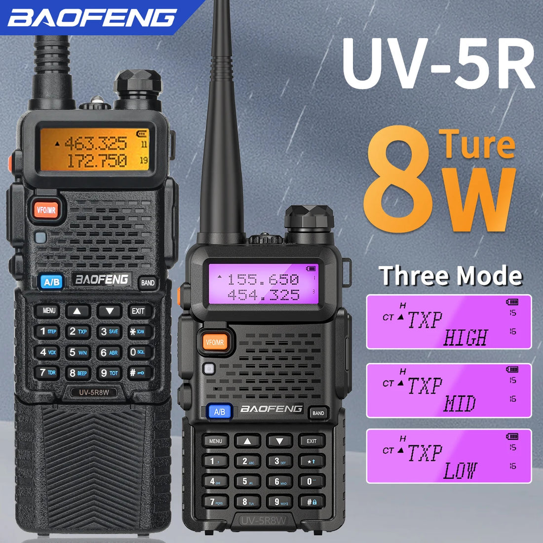 Baofeng UV-5R Walkie Talkie 8W Dual Band VHF/UHF Two-Way Radio, Long Range, FM Radio - Dicrodelights