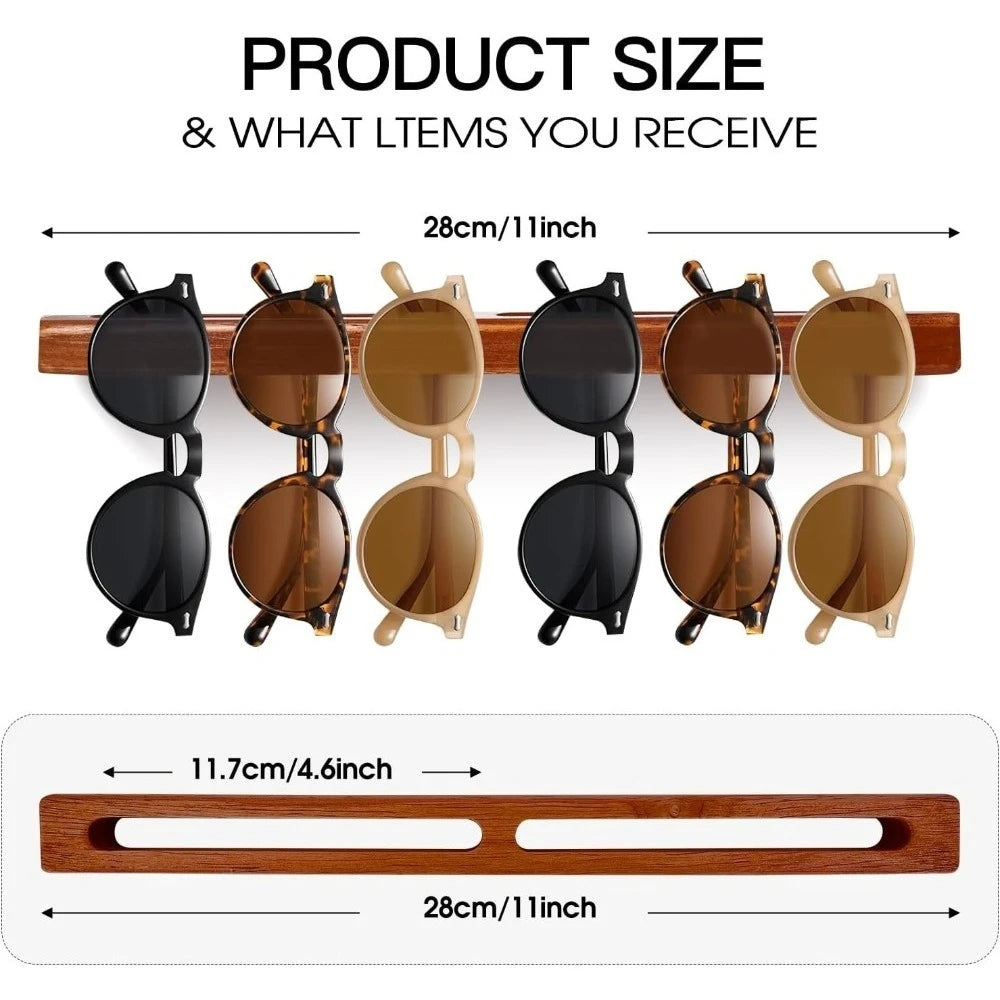 Solid Wood Wall Mounted Sunglasses Holder for Bedroom Storage