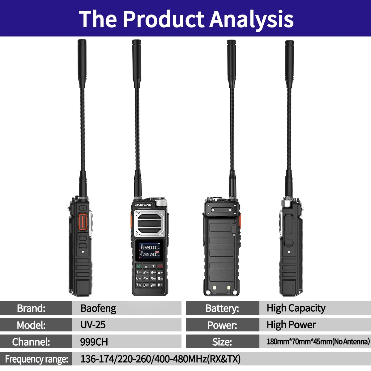 Baofeng UV-25 Air Band Walkie Talkie – Long Range UHF/VHF, Type-C Charging, 999CH, Wireless Frequency Copy, NOAA, Ham Radio - Dicrodelights