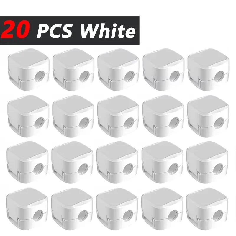 Magnetic Cable Clip Cable Holder,Adhesive Wire Keeper Cord Cable Organizer ,Usb Charging Line Winder For Office Desktop Home 20PCS White