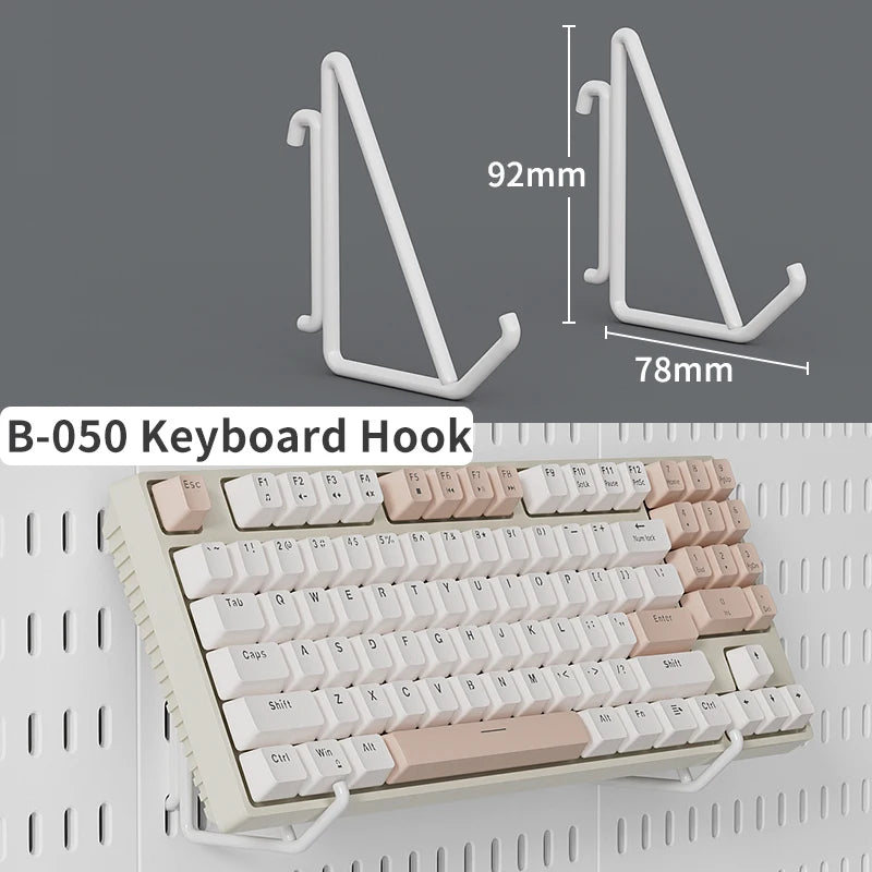 Modular Desk Pegboard Wall Storage for Office Accessories White Keyboard Hook