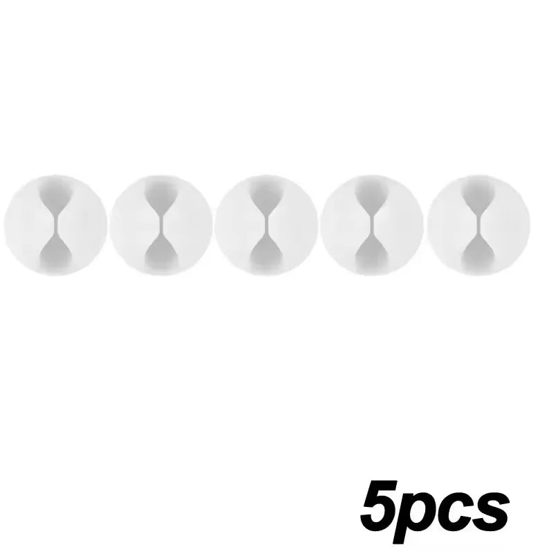 Self Adhesive Round Desk Cable Clips for Charging Leads 5x White
