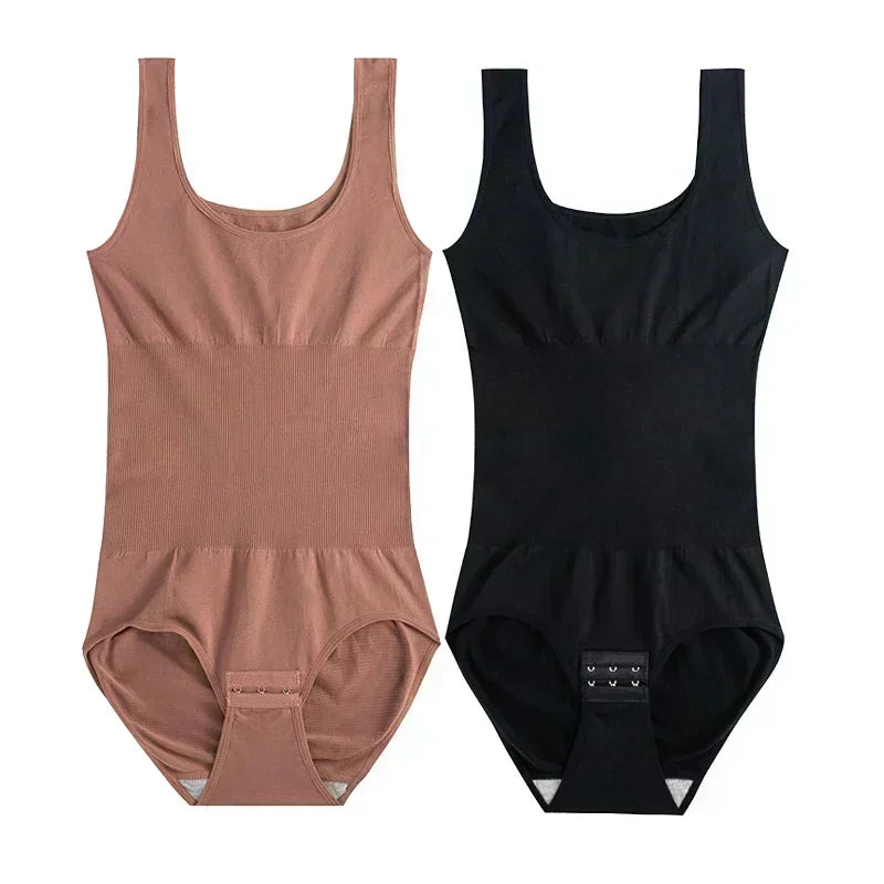 1/2PCS Bodysuit Women Slimming Shapewear Corset Reducing Body Shaper Modeling Underwear Tummy Control Panties Briefs 35-110kg Bean Paste Black